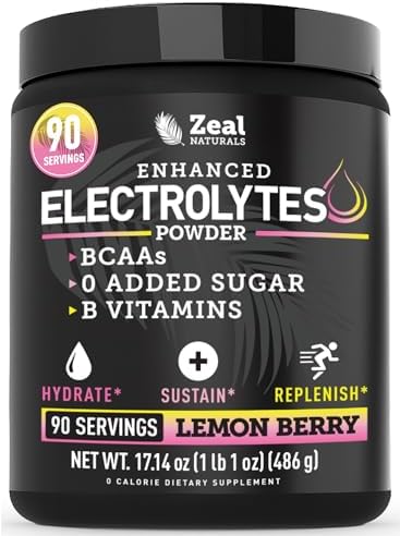 Zeal Electrolyte Powder - Lemon Berry Flavor | 90 Servings | Zero Sugar Hydration & Recovery