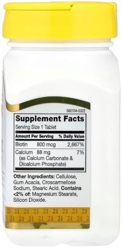 21st Century Biotin 800 mcg - 110 Easy-Swallow Tablets