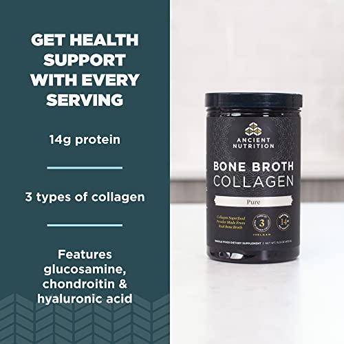 Dr. Axe Ancient Nutrition Bone Broth Collagen Powder - Pure, 450g