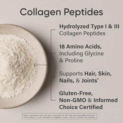 Sports Research Hydrolyzed Collagen Peptides Powder (Type I & III), Unflavored, 110.7g