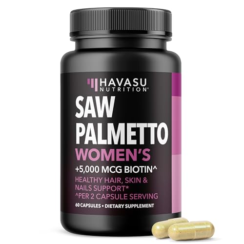 HAVASU NUTRITION Saw Palmetto DHT Blocker for Women with Biotin - Vegan Hair Growth Supplement