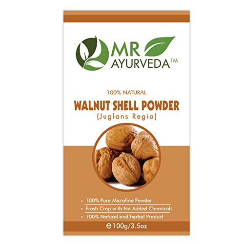 MR Ayurveda 100% Pure Walnut Shell Powder (100g) - Natural Exfoliant for Skin & Hair Scrub