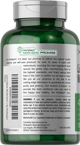 Horbäach Lion's Mane Mushroom Extract - 4200mg, 120 Capsules
