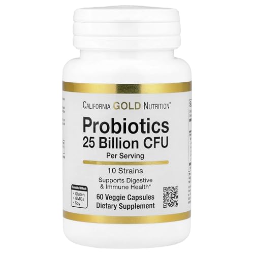 California Gold Nutrition Probiotics, 10 Strain Blend, 25 Billion CFU, 60 Veggie Capsules