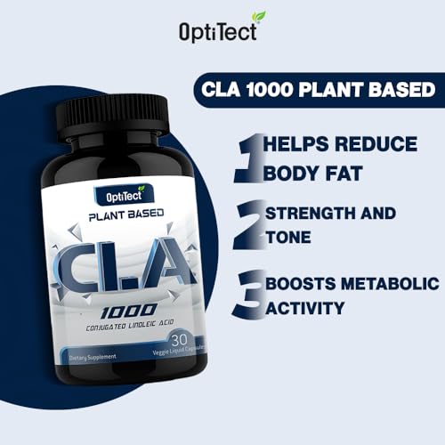 OptiTect CLA 1000mg Plant-Based - 30 Vegan Liquid Capsules | Muscle Mass & Linoleic Acid Support