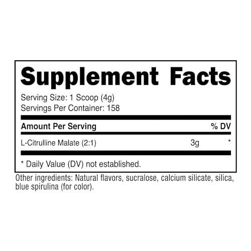 Nutricost L-Citrulline Malate 2:1 Powder (600g) Blue Raspberry Flavor - Pre-Workout Support & Nitric Oxide Booster