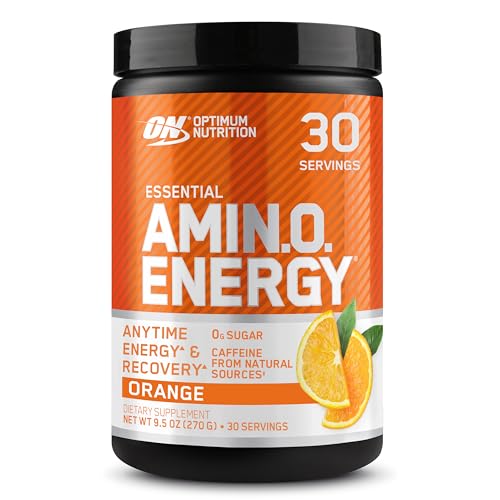 Optimum Nutrition Amino Energy Pre-Workout - Orange Cooler (30 Servings) | BCAA, Amino Acids & Green Tea Extract