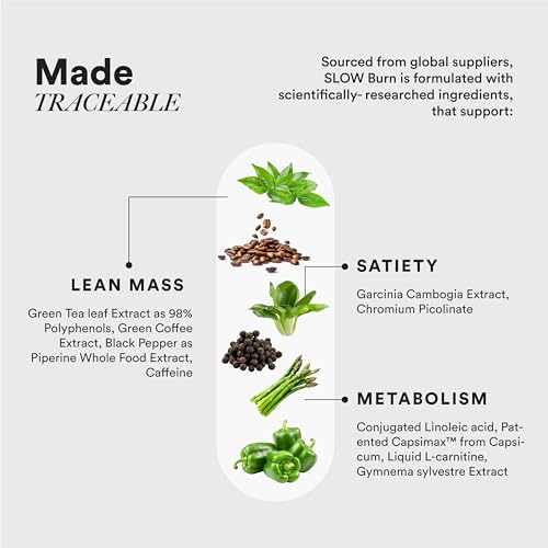 Wellbeing Nutrition Slow | Burn: L-Carnitine, Caffeine & Chromium for Fat to Energy Conversion (60 Capsules)