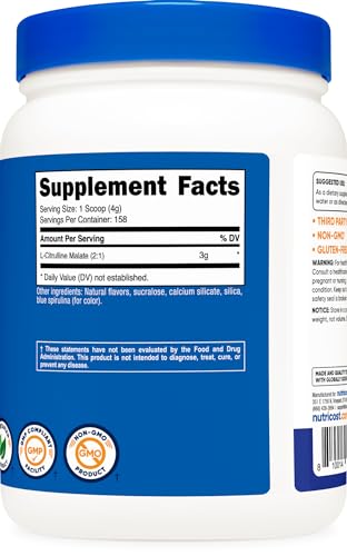 Nutricost L-Citrulline Malate 2:1 Powder (600g) Blue Raspberry Flavor - Pre-Workout Support & Nitric Oxide Booster