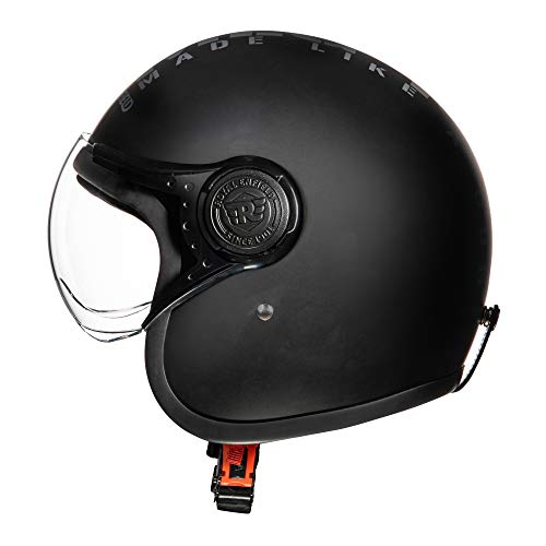 Royal Enfield MLG ABS Open Face Helmet with Visor - Matt Black & Dark Grey (L, 60 cm)