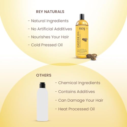 Rey Naturals Premium Cold Pressed Castor Oil - 200ml for Skin & Hair