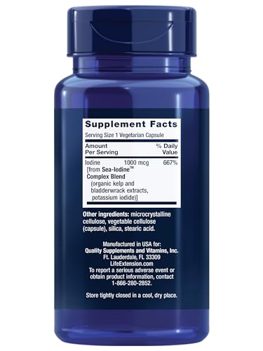Life Extension Sea-Iodine Vitamin with Iodine, 1000 mcg, 60 Vegetarian Capsules