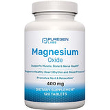 Puregen Labs Magnesium 400mg High Potency Supplement for Immune Support & Muscle Recovery