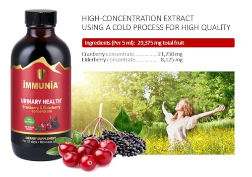 Immunia Urinary Health - Cranberry & Elderberry Concentrate - Natural & Delicious - 5 ml/Day