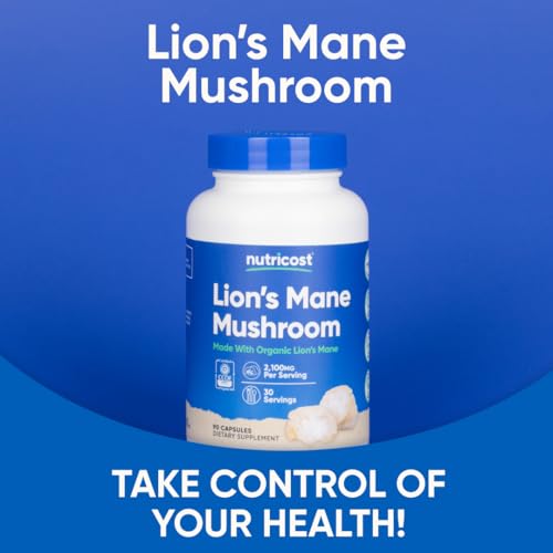 Nutricost Lion's Mane Mushroom Capsules - Organic, Gluten-Free, 2100mg, 30 Servings