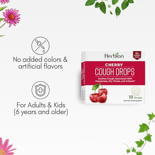 Herbion Naturals Cherry Cough Lozenges for Sore Throat Relief - 18 Count Oral Anesthetic