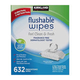 Kirkland Signature Flushable Moist Wipes - 640 Count Ultra Soft Plant-Based Cleansing