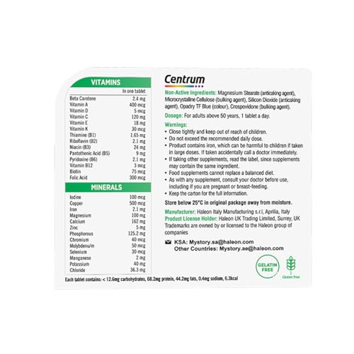 Centrum 50+ Silver Multivitamins 100 Tabs - Senior Multivitamins for Health and Strength