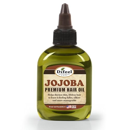 Difeel Premium Jojoba Oil for Hair - Natural Hair Oil for Hydration & Shine - 2.5oz