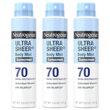 Neutrogena Ultra Sheer Body Mist Sunscreen Spray SPF 70 - Lightweight, Non-Greasy, Water Resistant, Broad Spectrum UVA/UVB Protection (5 oz)