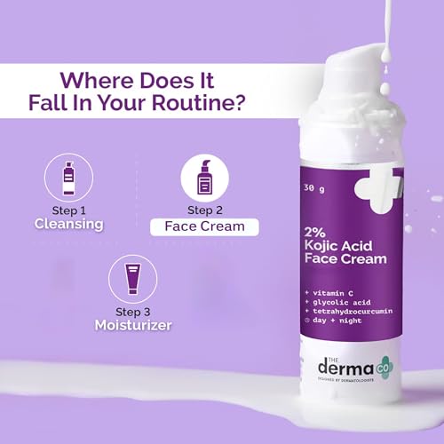 The Derma Co Kojic Acid Face Cream with Vitamin C & Glycolic Acid - Dark Spot Remover for Hyperpigmentation & Uneven Skin Tone - 30g
