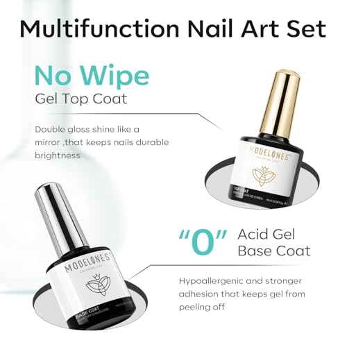 Modelones Nail Dehydrator, Primer, Gel Base & Top Coat Set - Acid-Free