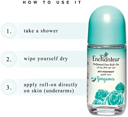 Enchanteur Gorgeous Roll-On Antiperspirant Deodorant - 48hr Protection, Exquisite Fragrance (50ml)