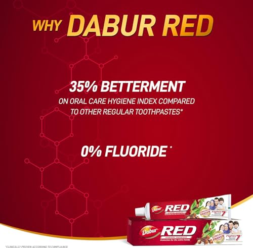 Dabur Red Ayurvedic Toothpaste - Healthy Gums & Strong Teeth (2x200g Value Pack)