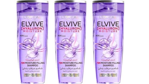 L'Oréal Paris Elvive Hyaluron Moisture 72H Shampoo Pack of 3, 600 ml Each