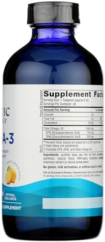 Nordic Naturals Omega-3 Lemon - 8 fl oz (237ml) - Large Bottle for Daily Support