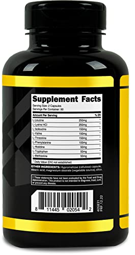 Primaforce EAA Capsules 1200mg: 180 Caps Essential Amino Acids - Non-GMO, Gluten-Free, Vegetarian