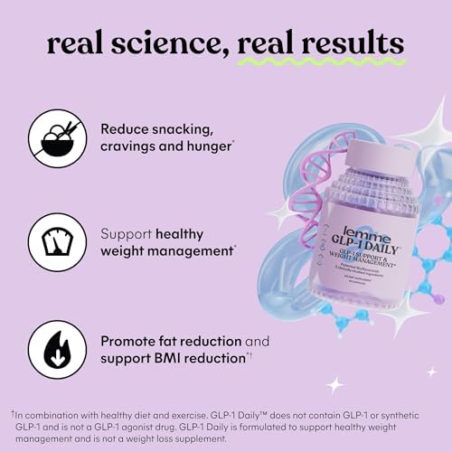 Lemme GLP-1 Daily, Reduce Hunger & Cravings, Boost GLP-1 Production, Support Fat Loss and Weight Management with Clinically Studied Ingredients, 1 Month Supply (60 Capsules)