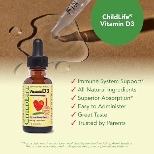 Child Life Vitamin D3 Berry Flavor 1oz Glass Bottle
