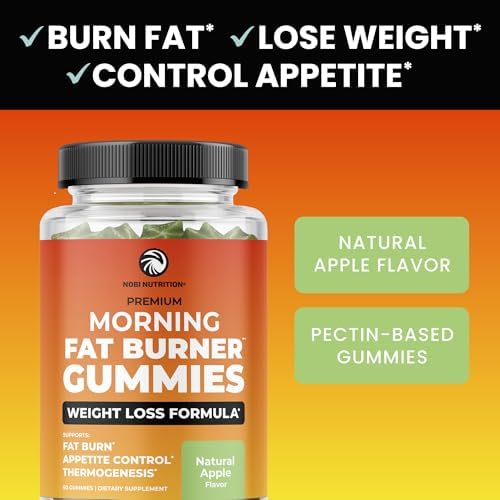Morning Fat Burner Gummies | Weight Loss for Women & Men | Thermogenic Belly Fat Burner with Green Tea, Garcinia, Green Coffee Bean & More | Appetite Suppressant & Metabolism Booster | 60 Gummies