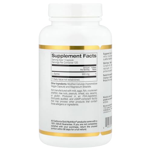 California Gold Nutrition L-Serine, 900 mg, 120 Veggie Capsules