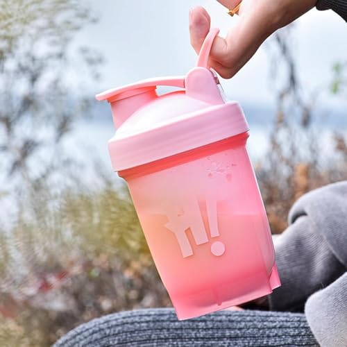 350ml Protein Shaker Cup with Mixing Ball – Leakproof Flip-Lid Sports Bottle for Shakes & Smoothies (Pink)