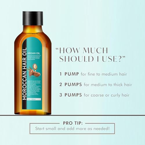 Moroccan Argan Oil for Hair, Skin & Body - 100ml | Natural Treatment for Dry Damaged Hair & Beard