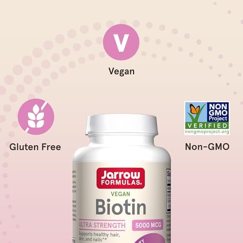 Jarrow Formulas Biotin 5000 mcg - 100 Capsules for Hair, Skin & Nails