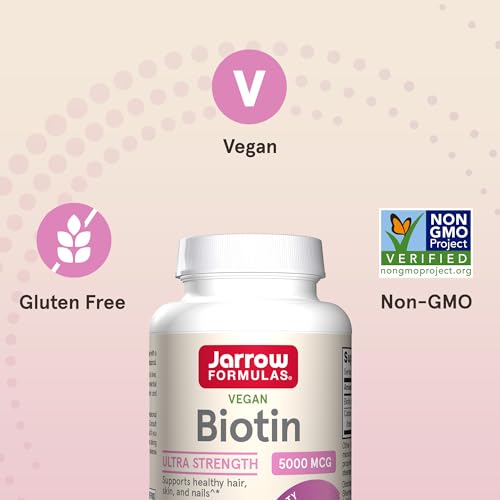 Jarrow Formulas Biotin 5000 mcg - 100 Capsules for Hair, Skin & Nails