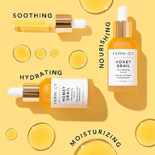 Farmacy Honey Grail Hydrating Face Oil - Anti-Aging Serum for Dry Skin, Fine Lines & Wrinkles with Rosehip & Sea Buckthorn