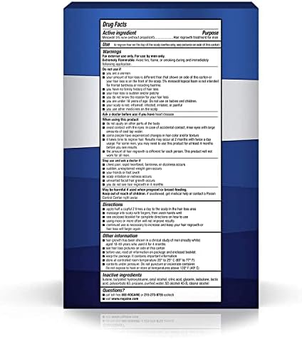 Men's Rogaine 5% Minoxidil Foam - 3-Month Hair Regrowth Treatment for Thinning Hair & Baldness