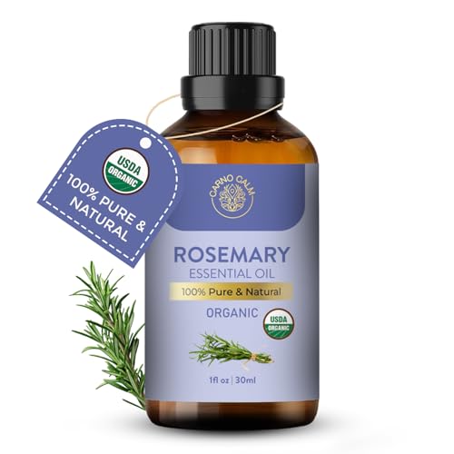 USDA Organic Rosemary Essential Oil (30ml) - 100% Pure for Hair Growth, Scalp & Aromatherapy