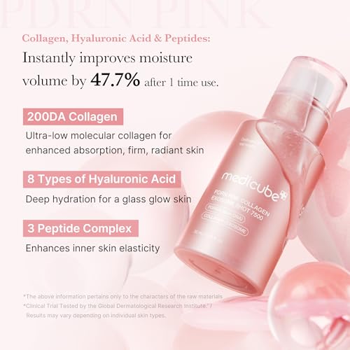 Medicube PDRN Pink Collagen Exosome Shot Serum 7,500 PPM - Korean Skincare for Uneven Skin Tone & Pores