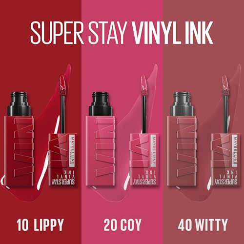Maybelline New York SuperStay Vinyl Ink Lipstick 3-Piece Set (Coy, Lippy, Witty)