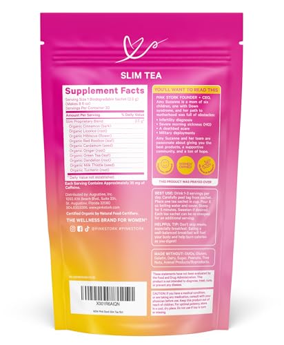 Pink Stork Slim Postpartum Metabolism Tea - Sweet Hibiscus - 15 Sachets