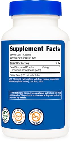 Nutricost Wormwood Capsules 450mg (120 Capsules) Gluten Free, Vegetarian & Non-GMO