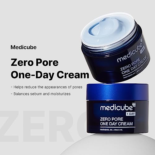 Medicube Zero Pore One-Day Cream 1.7 fl.oz - Pore Refining & Oil Control with Panthenol, Salicylic Acid & Niacinamide - Korean Skincare
