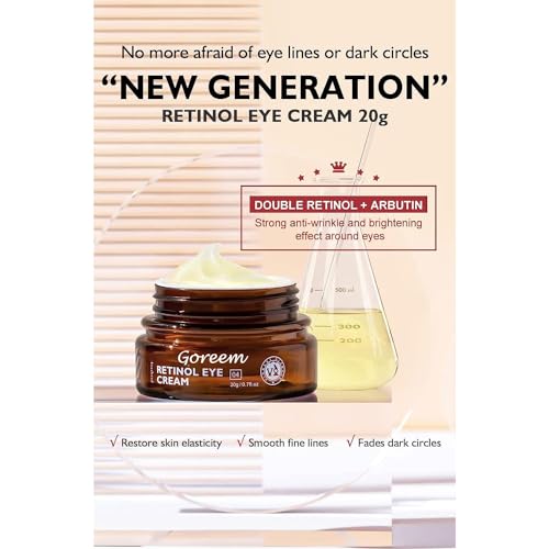 Retinol Eye Cream for Dark Circles & Fine Lines - Anti-Aging, Brightening & Hydration, 20g