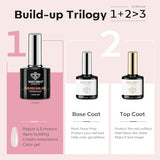 Modelones Builder Nail Gel Kit 5-Piece Set with Base Coat, Top Coat & Nail Strengthening Gel