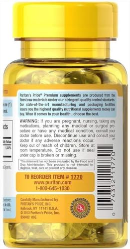 PURITAN'S PRIDE Vitamin E 400 IU - 100 Capsules - Antioxidant Powerhouse
